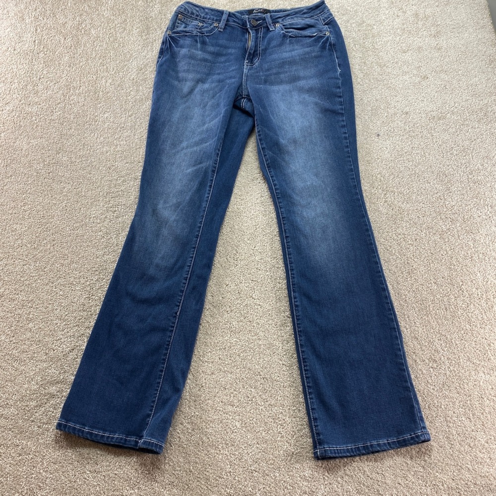 Earl Jean Slim Bootcut Jeans Womens 8 Blue Denim Embellished Pocket Stretch